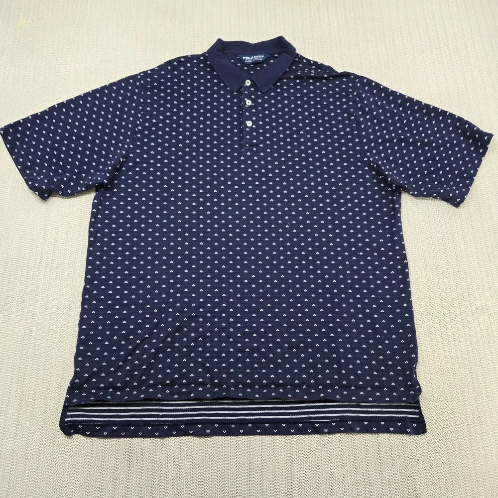 Polo Ralph Lauren Golf Shirt Mens Extra Large Blue White‎ Short Sleeve Pony Logo